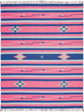 8' X 10' Pink and Blue Southwestern Handmade Area Rug With Fringe