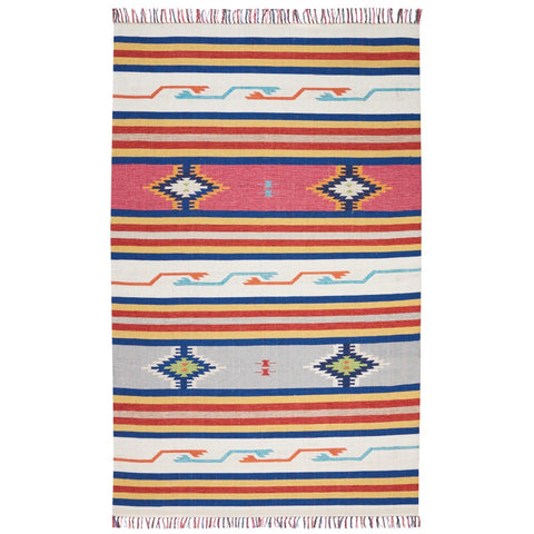 4' X 6' Ivory Southwestern Handmade Area Rug With Fringe
