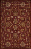 4' X 6' Brick Red and Orange Wool Floral Area Rug