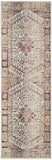 8' Ivory Red And Orange Floral Distressed Runner Rug