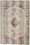 5' X 8' Ivory Red And Orange Floral Distressed Area Rug