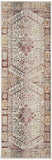 6' Ivory Red And Orange Floral Distressed Runner Rug