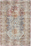 5' X 8' Ivory Red And Orange Geometric Distressed Area Rug