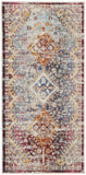 2' X 4' Ivory Red And Orange Geometric Distressed Area Rug