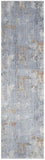 8' Beige Blue and Gray Abstract Runner Rug With Fringe
