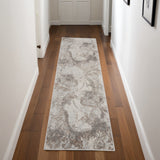 8' Ivory and Gray Abstract Non Skid Runner Rug