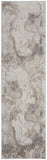 8' Ivory and Gray Abstract Non Skid Runner Rug