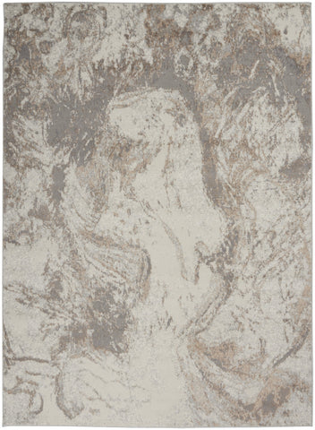 4' X 6' Ivory and Gray Abstract Non Skid Area Rug