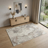 4' X 6' Ivory and Gray Abstract Non Skid Area Rug