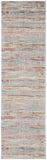 8' Ivory Red and Blue Abstract Non Skid Runner Rug