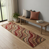 6' Ivory Tan And Red Striped Non Skid Runner Rug