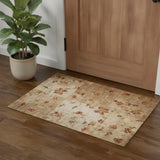 2' X 3' Ivory Tan And Red Floral Non Skid Area Rug