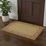2' X 3' Ivory And Gold Floral Non Skid Area Rug