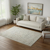 5' X 7' Light Gray Black And Yellow Floral Distressed Area Rug