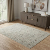 4' X 6' Light Gray Black And Yellow Floral Distressed Area Rug
