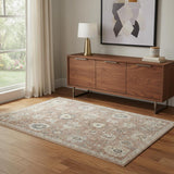 4' X 6' Rust Green And Black Floral Distressed Area Rug