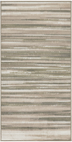 2' X 4' Ivory Green and Gray Striped Area Rug