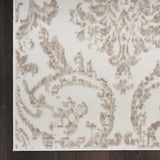 2' X 4' Beige and Ivory Damask Distressed Area Rug