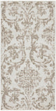 2' X 4' Beige and Ivory Damask Distressed Area Rug