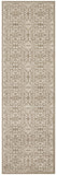 7' Taupe and Ivory Floral Runner Rug