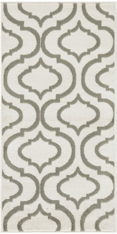2' X 4' Ivory and Green Trellis Area Rug
