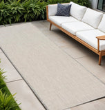 12' Ivory And Silver Geometric Indoor Outdoor Runner Rug