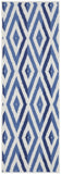 6' Ivory and Blue Geometric Runner Rug