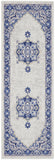 6' Ivory and Blue Floral Runner Rug