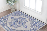 3' X 5' Gray and Blue Medallion Area Rug