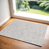 3' X 5' Gray and Ivory Floral Distressed Area Rug
