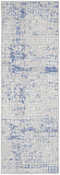 6' Ivory Blue and Gray Abstract Runner Rug
