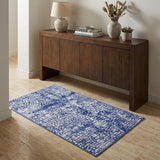 3' X 5' Ivory and Navy Blue Abstract Area Rug
