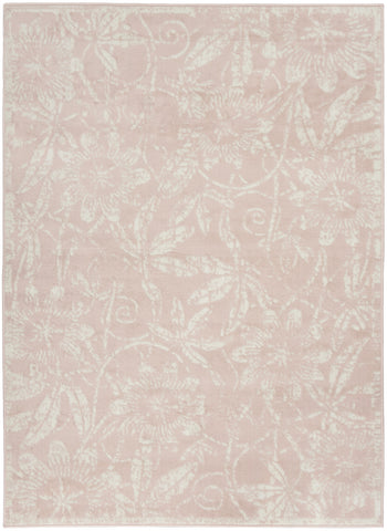 4' X 6' Pink and Ivory Floral Distressed Area Rug