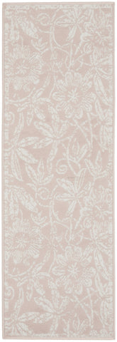 6' Pink and Ivory Floral Distressed Runner Rug