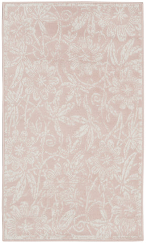 3' X 5' Pink and Ivory Floral Distressed Area Rug