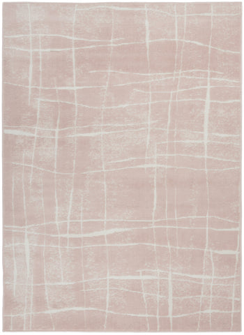 5' X 7' Pink and Ivory Abstract Geometric Area Rug