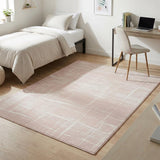 5' X 7' Pink and Ivory Abstract Geometric Area Rug
