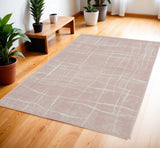 4' X 6' Pink and Ivory Abstract Geometric Area Rug