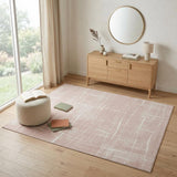 4' X 6' Pink and Ivory Abstract Geometric Area Rug