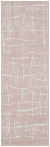 6' Pink and Ivory Abstract Geometric Runner Rug