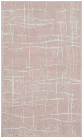 3' X 5' Pink and Ivory Abstract Geometric Area Rug