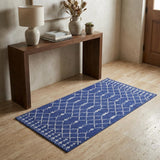 3' X 5' Navy Blue and Ivory Geometric Area Rug