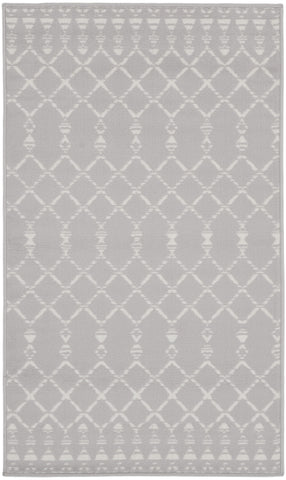 3' X 5' Gray and Ivory Geometric Area Rug