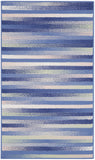 3' X 5' Ivory Tan and Blue Striped Area Rug