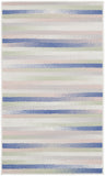 3' X 5' Ivory Tan and Blue Striped Area Rug