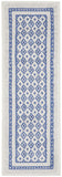 6' Ivory and Blue Geometric Distressed Runner Rug