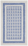 3' X 5' Ivory and Blue Geometric Distressed Area Rug