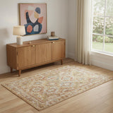 4' X 6' Rust Ivory And Blue Geometric Distressed Area Rug