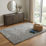 4' X 6' Gray Chevron Shag Area Rug