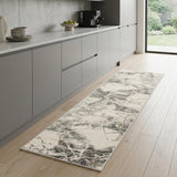 8' Ivory and Gray Abstract Non Skid Runner Rug